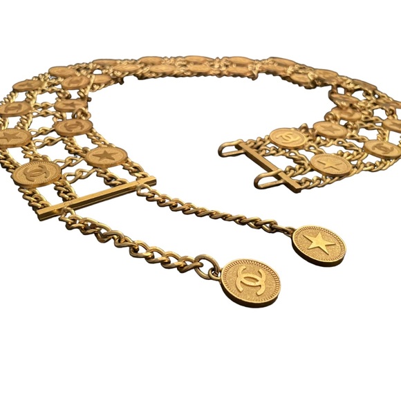 Chanel Spring 2001 Star Logo Double Row Chainlink Belt - Picture 4 of 14